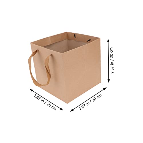 TOVINANNA 10pcs Square Kraft Paper Bag Plant Grow Bags Paper Tote Bags Paper Bags for Sweets Bulk Bags Kraft Tote Bag Grocery Bags Food Storage Paper Bag Tote Bag