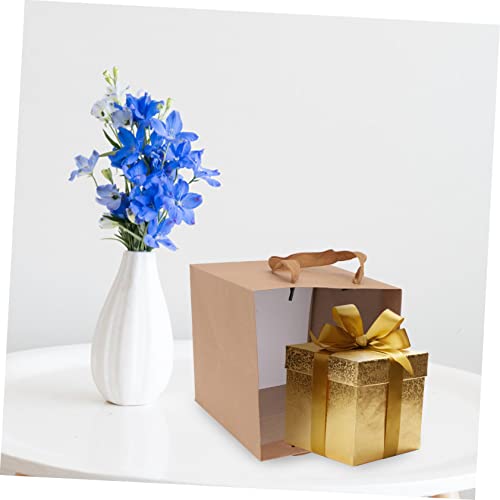 TOVINANNA 10pcs Square Kraft Paper Bag Plant Grow Bags Paper Tote Bags Paper Bags for Sweets Bulk Bags Kraft Tote Bag Grocery Bags Food Storage Paper Bag Tote Bag