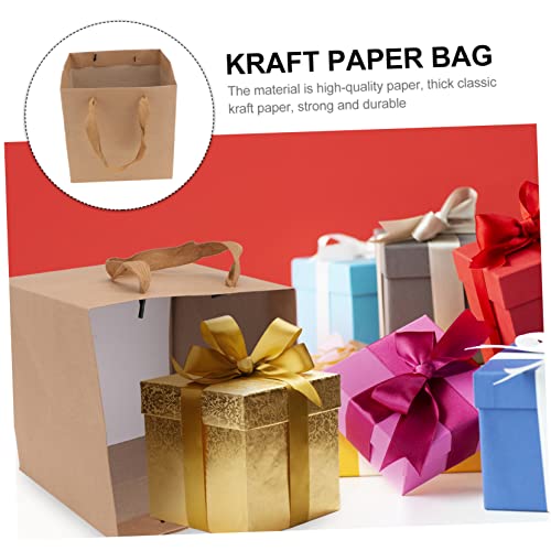 TOVINANNA 10pcs Square Kraft Paper Bag Plant Grow Bags Paper Tote Bags Paper Bags for Sweets Bulk Bags Kraft Tote Bag Grocery Bags Food Storage Paper Bag Tote Bag