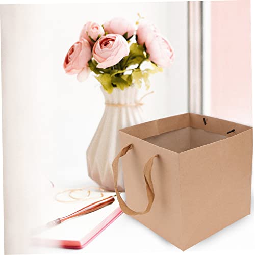TOVINANNA 10pcs Square Kraft Paper Bag Plant Grow Bags Paper Tote Bags Paper Bags for Sweets Bulk Bags Kraft Tote Bag Grocery Bags Food Storage Paper Bag Tote Bag