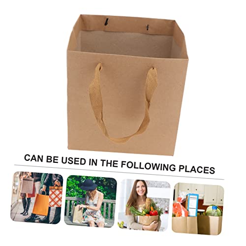 TOVINANNA 10pcs Square Kraft Paper Bag Plant Grow Bags Paper Tote Bags Paper Bags for Sweets Bulk Bags Kraft Tote Bag Grocery Bags Food Storage Paper Bag Tote Bag