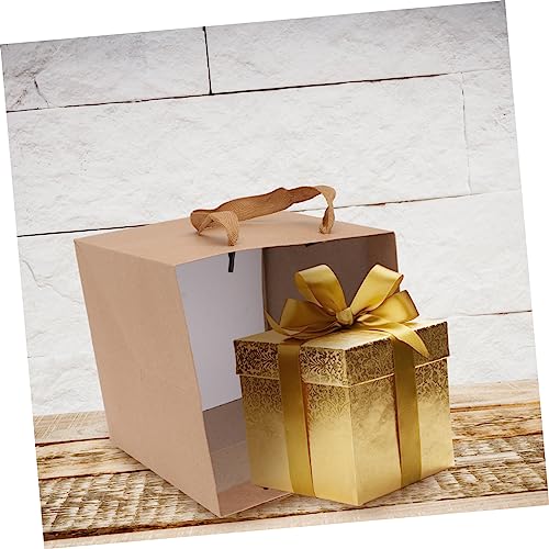 TOVINANNA 10pcs Square Kraft Paper Bag Plant Grow Bags Paper Tote Bags Paper Bags for Sweets Bulk Bags Kraft Tote Bag Grocery Bags Food Storage Paper Bag Tote Bag