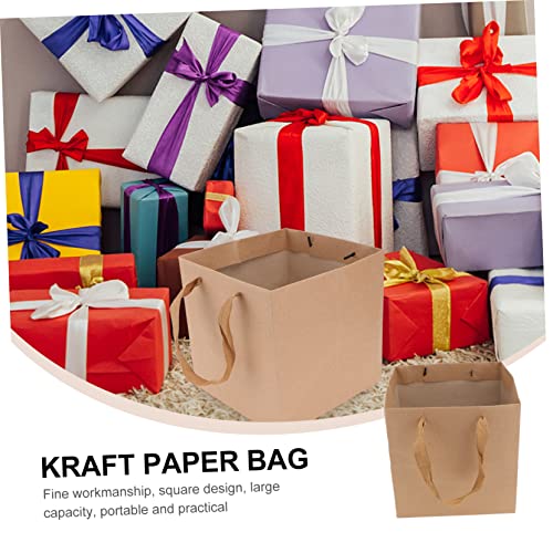 TOVINANNA 10pcs Square Kraft Paper Bag Plant Grow Bags Paper Tote Bags Paper Bags for Sweets Bulk Bags Kraft Tote Bag Grocery Bags Food Storage Paper Bag Tote Bag