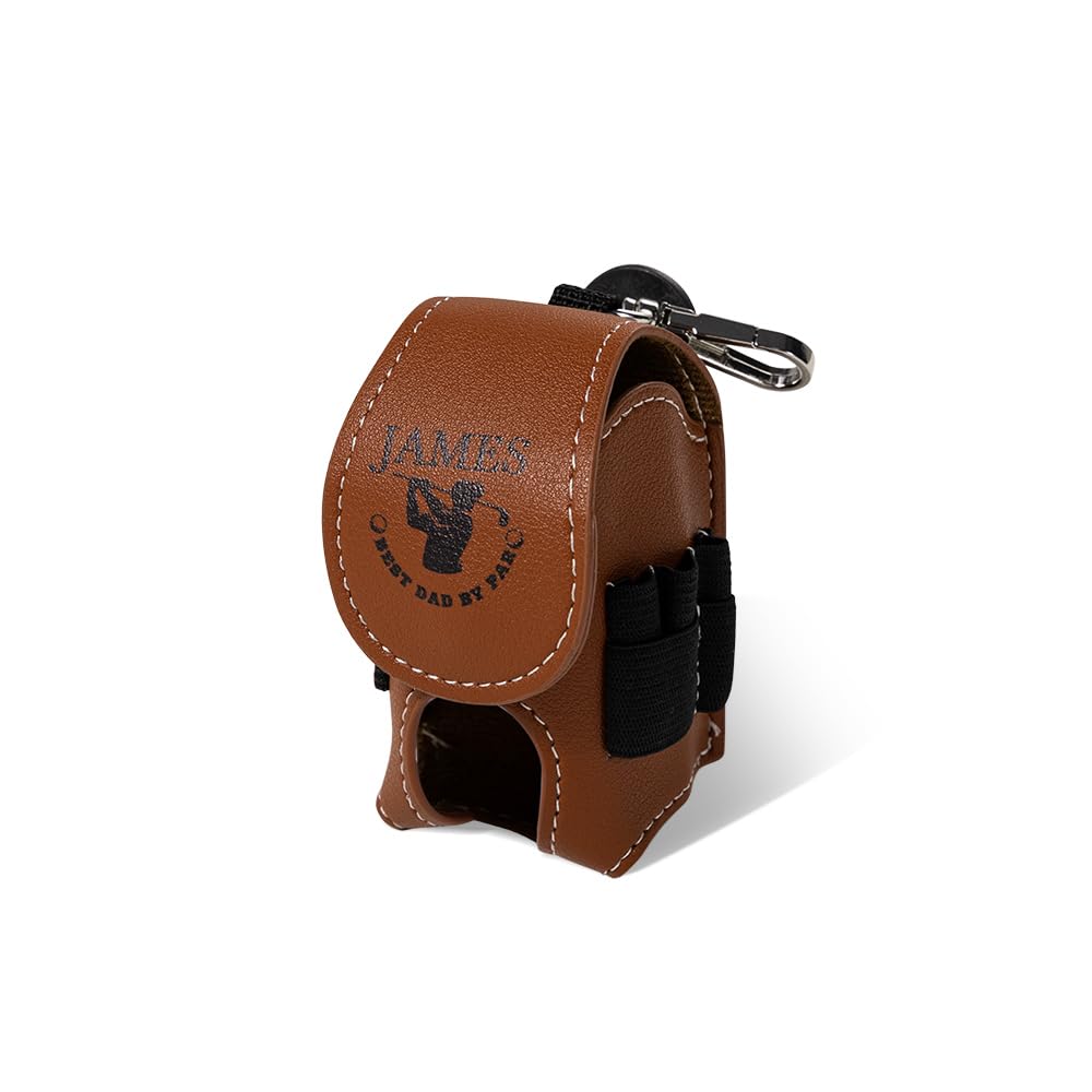 RETIREMENT: Personalized Golf Ball & Tee Leather Golf Pouch with Belt Clip