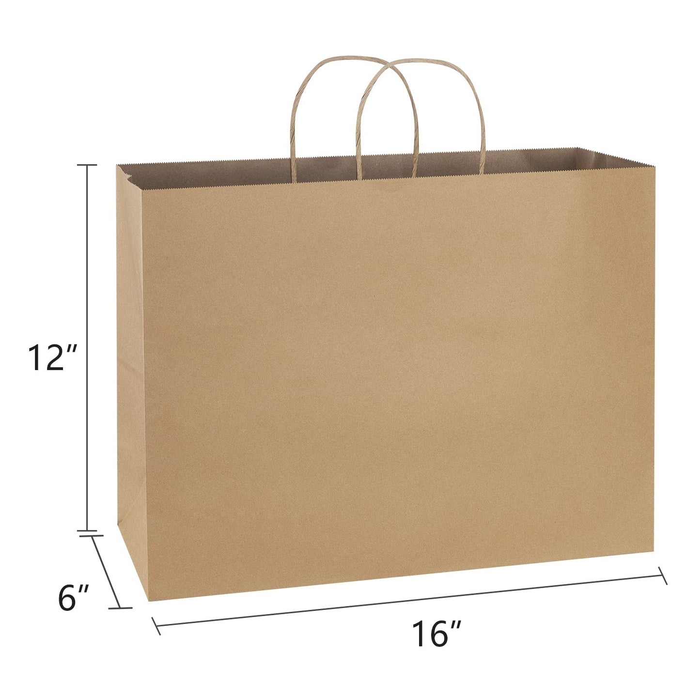 Poever Large Kraft Paper Bags with Handles (50 Pieces)