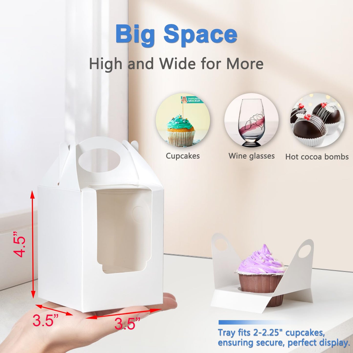 Shallive White with Window Cupcake Boxes (50 Pieces)