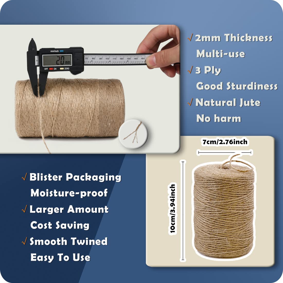 PerkHomy Natural Jute Twine (600 Feet)