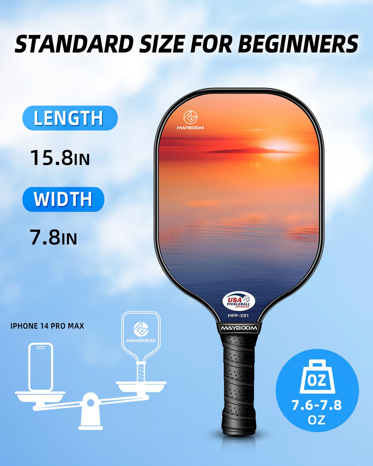 RETIREMENT: Pickleball Paddles Set of 2 or 4, USAPA Approved Pickleball Paddles Set with 4 Pickleball Balls and Pickleball Carry Bag, Fiberglass Pickle Ball Rackets 2 Pack Gifts for Beginners&Pros(Sunset 2)