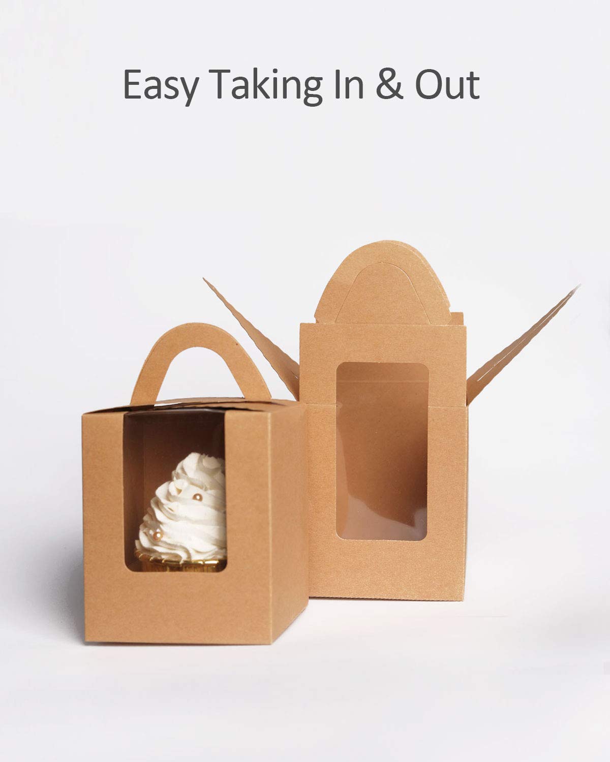 Kraft Single Cupcake Boxes with Window (60 Count)