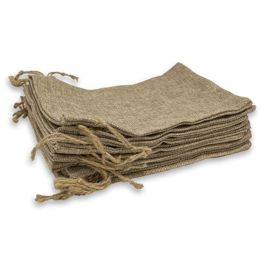 12-Pack 5.5x7.75 Natural Burlap Gift Bags with Drawstring