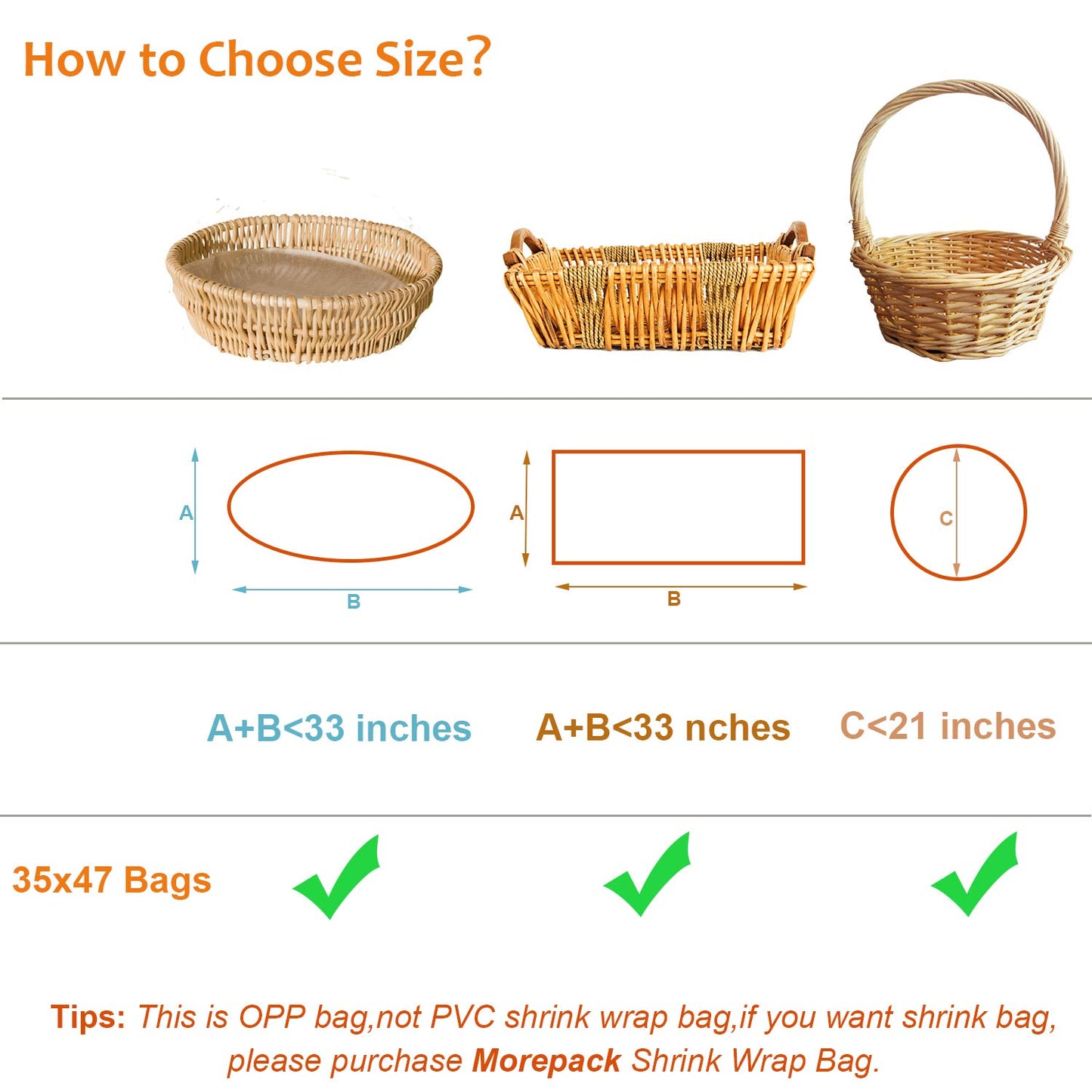 Morepack Extra Large Clear Cellophane Bags, 35" x 47" (10 Pieces)