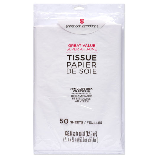 American Greetings 20 in. x 20 in. White Tissue Paper (50 sheets)