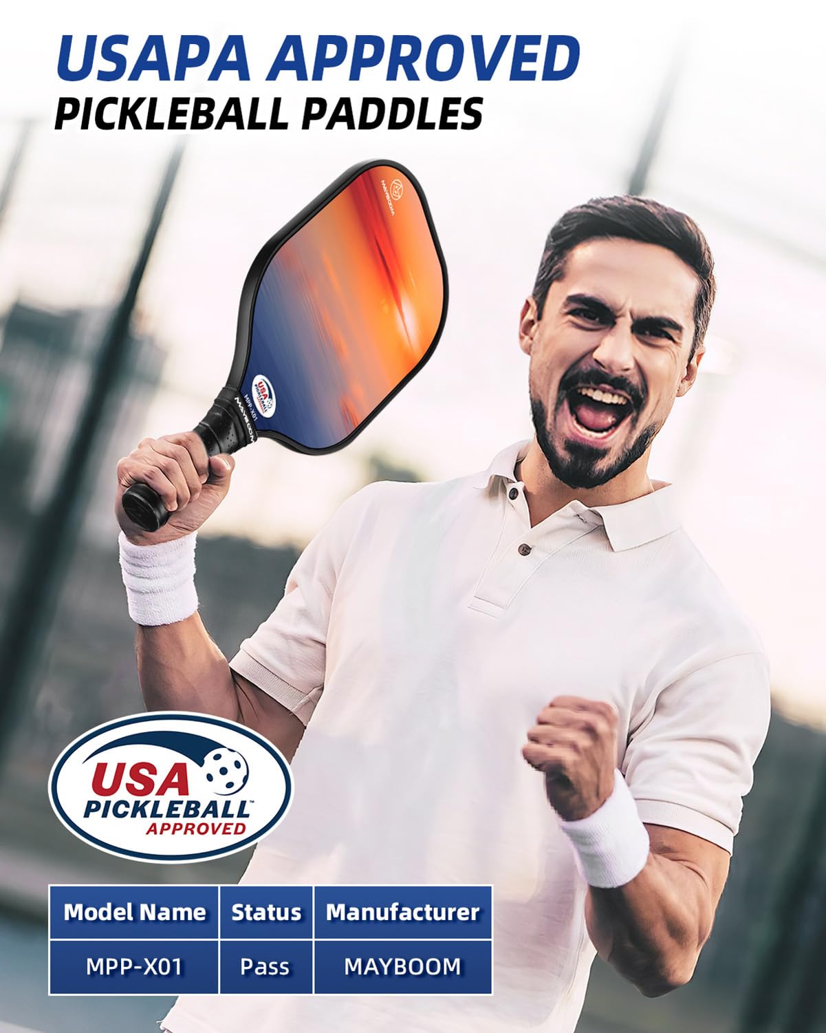 RETIREMENT: Pickleball Paddles Set of 2 or 4, USAPA Approved Pickleball Paddles Set with 4 Pickleball Balls and Pickleball Carry Bag, Fiberglass Pickle Ball Rackets 2 Pack Gifts for Beginners&Pros(Sunset 2)