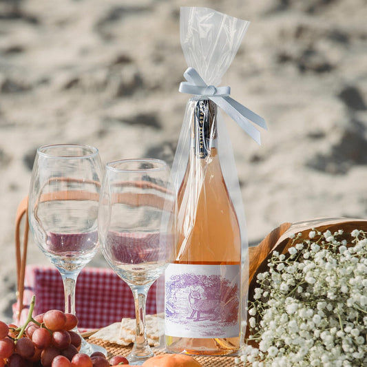 Morepack Clear Cellophane Bags with Twist Ties for Wine Bottles, 6" x 18" (50 Pieces)