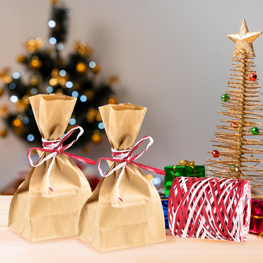 G2PLUS Red and White Raffia Ribbon (525 Feet)