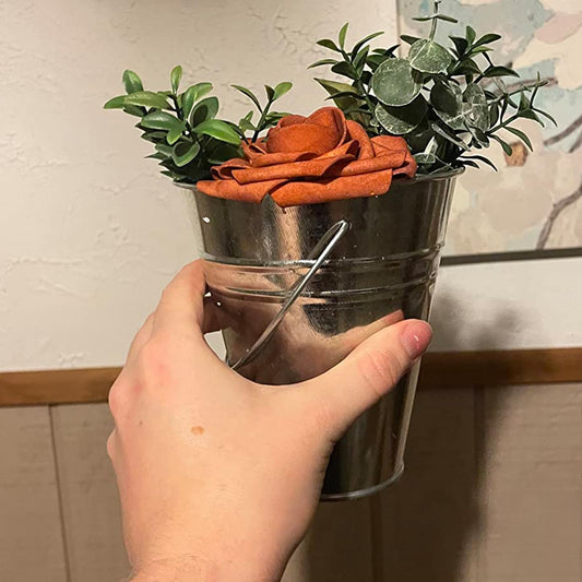 ZEONHAK 20 Pack 4.5 x 5 Inches Galvanized Metal Buckets with Handle, Multifunctional Metal Pails, Small Metal Bucket for Party, Plants, Wedding and Home Decorations, Vase, Candy, Silver