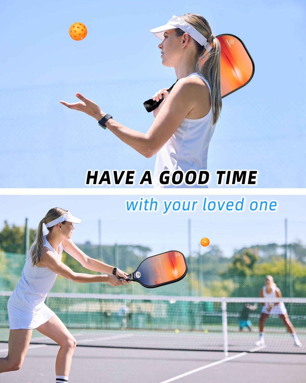 RETIREMENT: Pickleball Paddles Set of 2 or 4, USAPA Approved Pickleball Paddles Set with 4 Pickleball Balls and Pickleball Carry Bag, Fiberglass Pickle Ball Rackets 2 Pack Gifts for Beginners&Pros(Sunset 2)