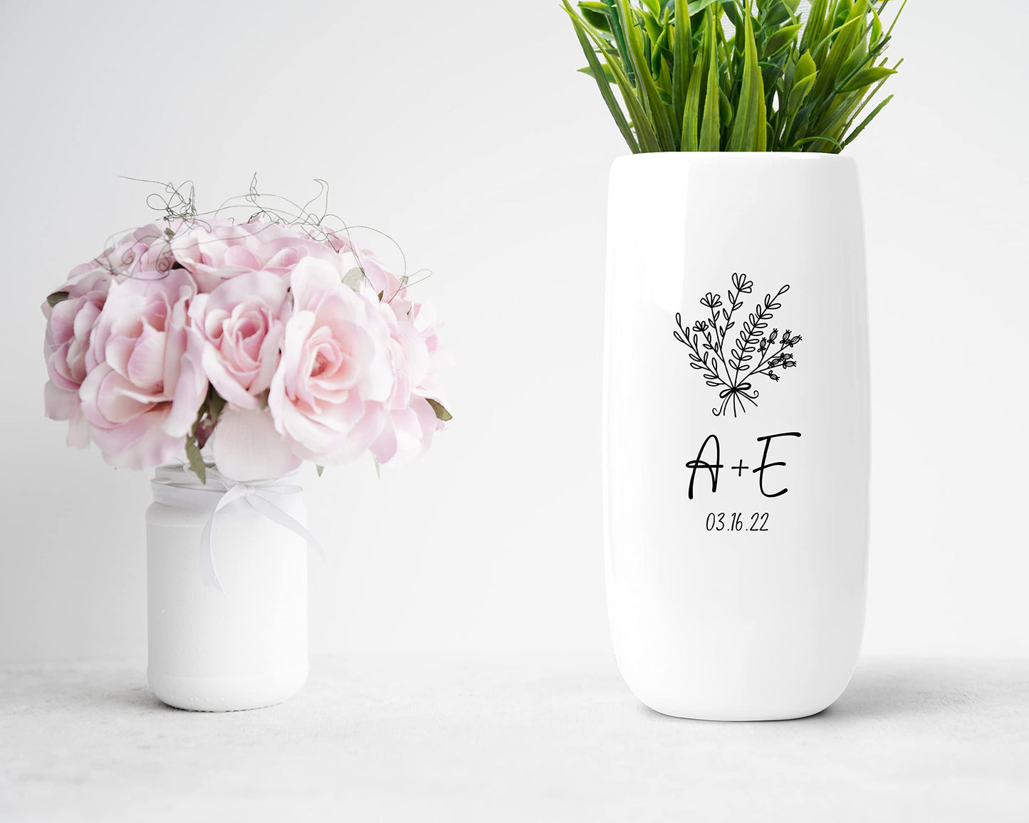 WEDDING: Personalized Ceramic Flower Vase With Wedding Date
