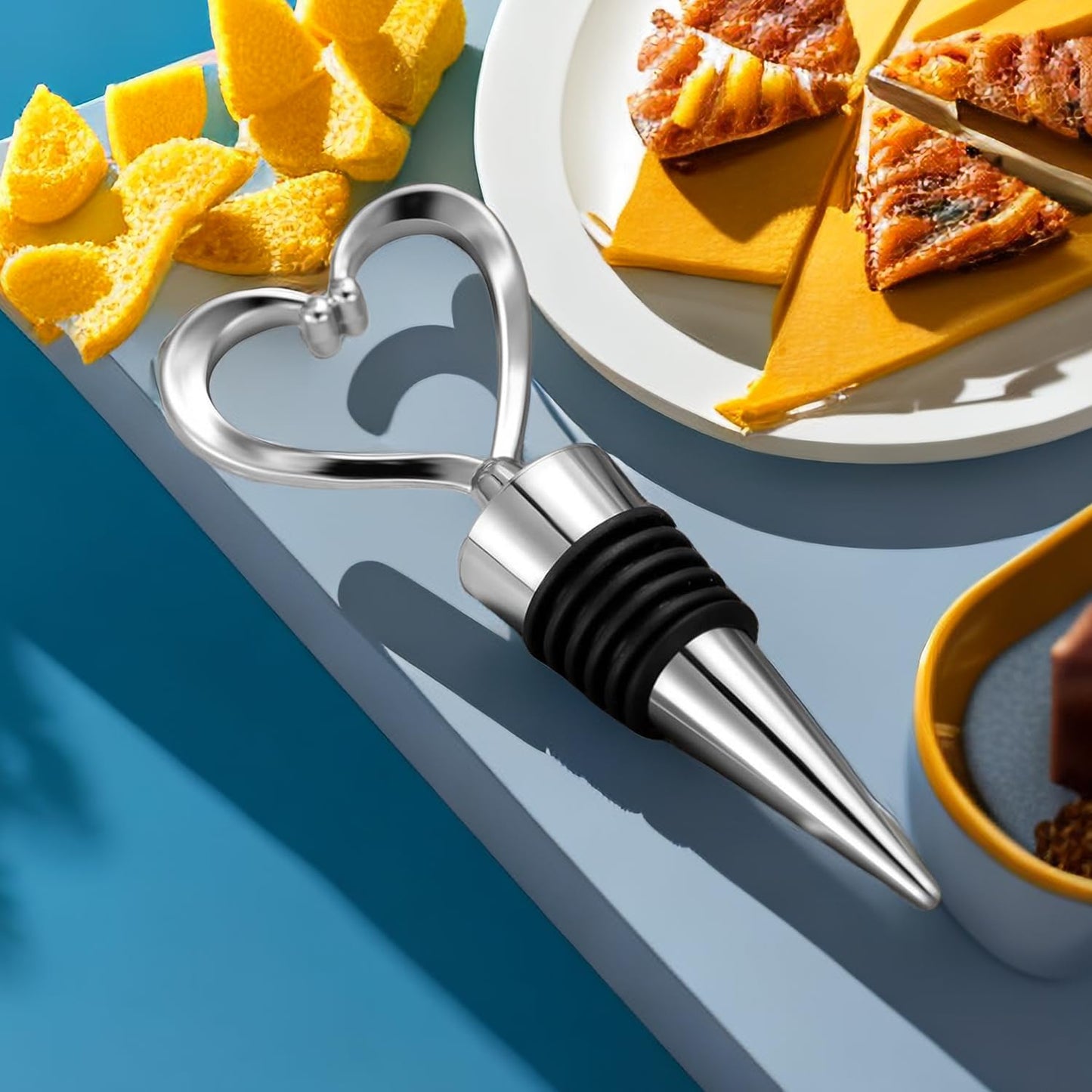 VALENTINE'S DAY: Heart Shape Heart Wine Bottle Stoppers for Guests (3 Pieces)