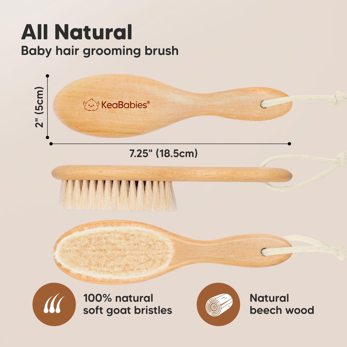 NEW BABY: Baby Hair Brush with Soft Goat Bristles