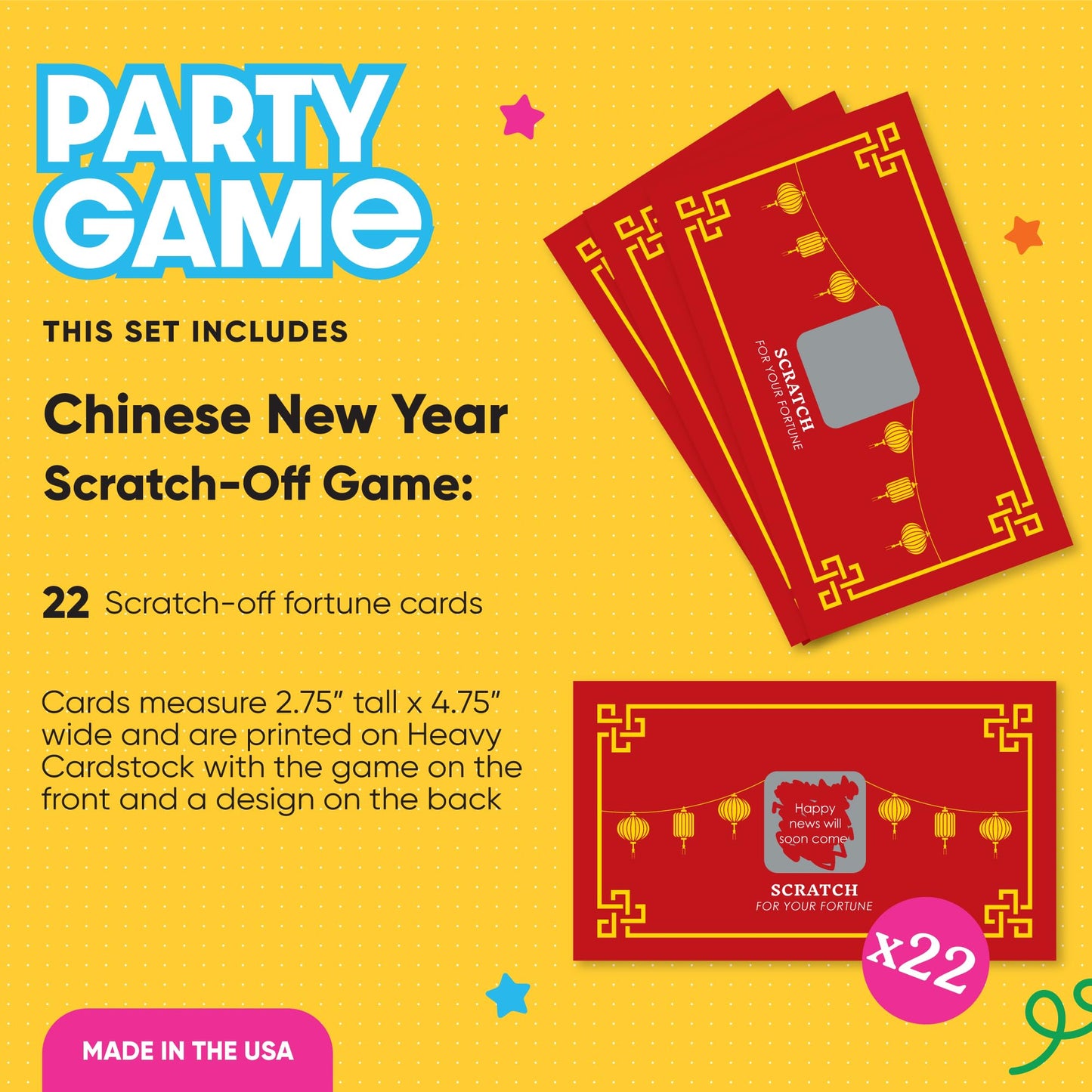 NEW YEAR: 2025 Year of The Snake Game Scratch Off Fortune Cards (22 Count)