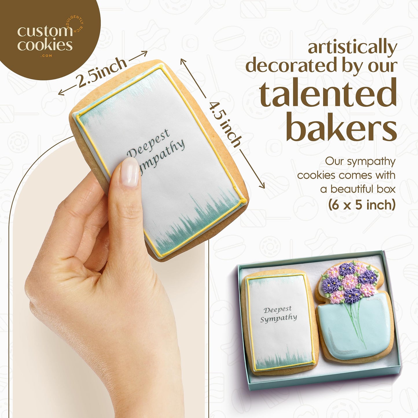 SYMPATHY: Gourmet Hand Decorated Vanilla Sugar Cookie Gift Basket