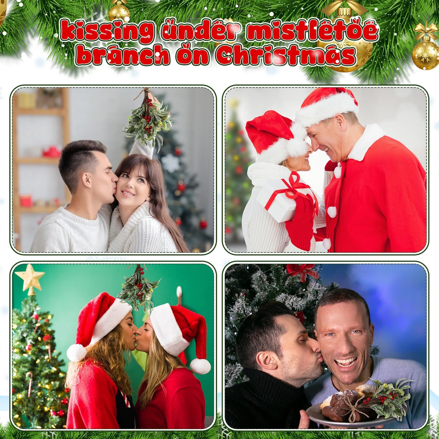 Knitgrip Artificial Hanging Christmas Mistletoe Picks (16 Pieces)