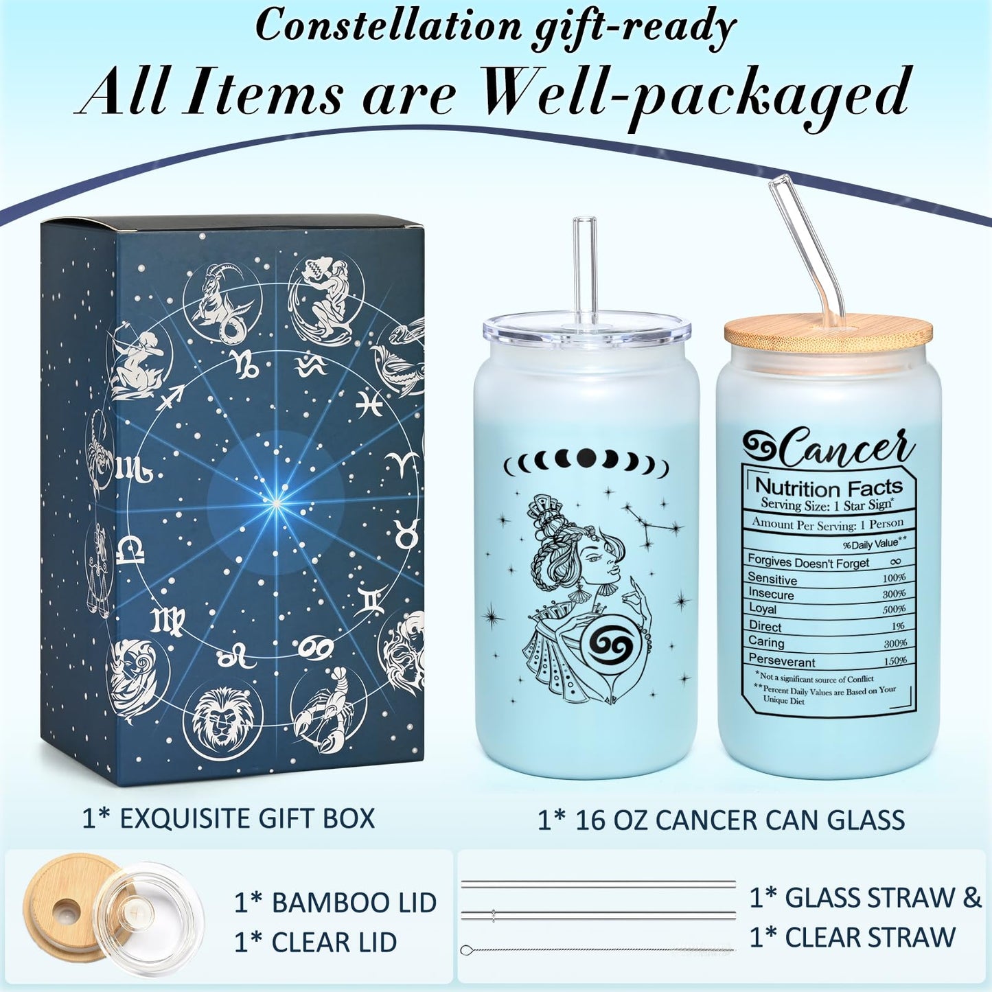 BIRTHDAY: Constellation Sign Glass Cup