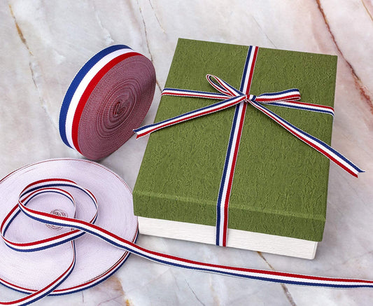 ATRBB 1 Inch Red/White/Blue Stripe Grosgrain Ribbon (24 yards)