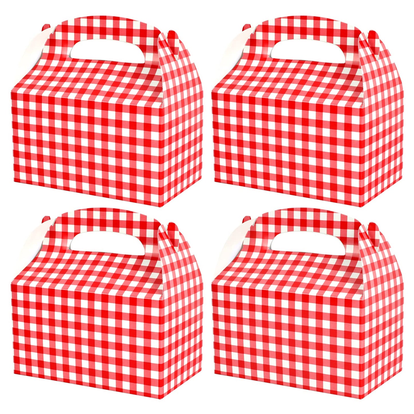 Red and White Gingham Gable Boxes (24 Pieces)