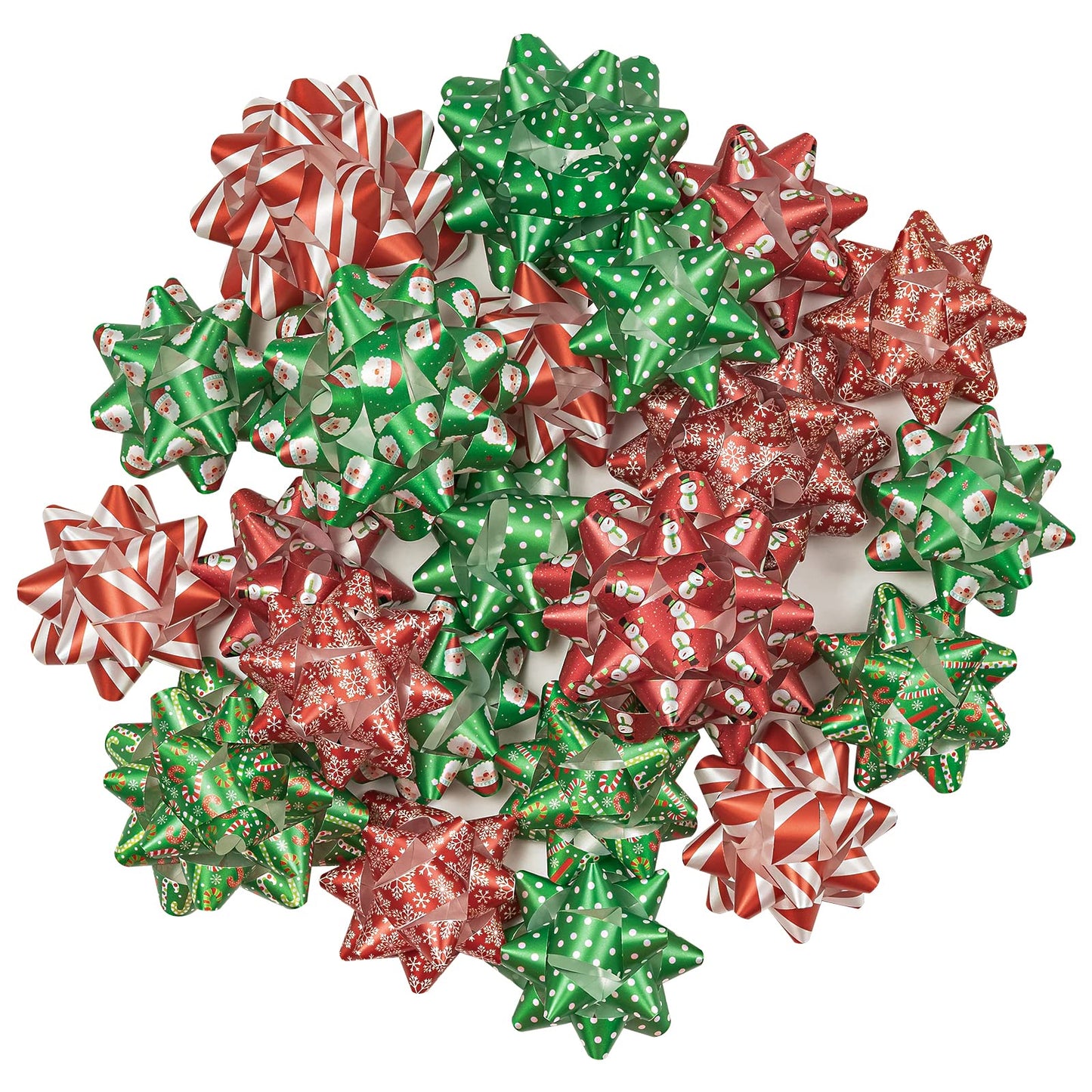 RUSPEPA Red and Green Christmas Gift Bow Assortment (24 Bows)