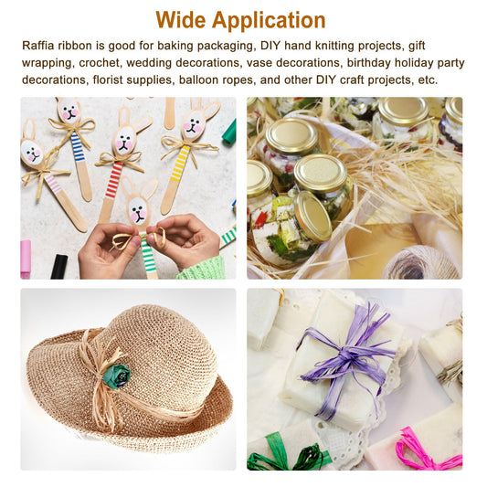 uxcell Raffia Paper Craft Ribbon, 1/4 Inch 218 Yards Raffia Twine String Packing Paper Twine for Christmas Wrapping DIY Craft, Brown