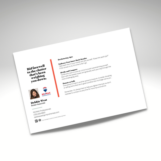 DIRECT MAIL: Decluttering Tips (Pack of 50 Personalized Cards)