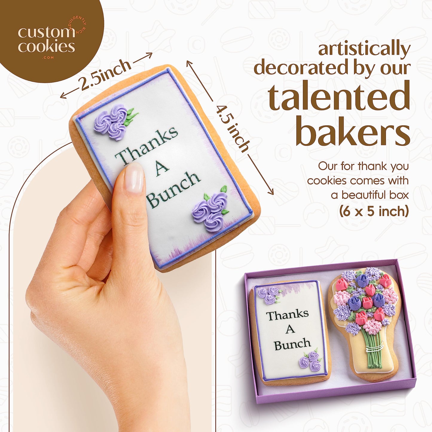 THANK YOU: Gourmet Floral Hand Crafted Vanilla Sugar Cookies