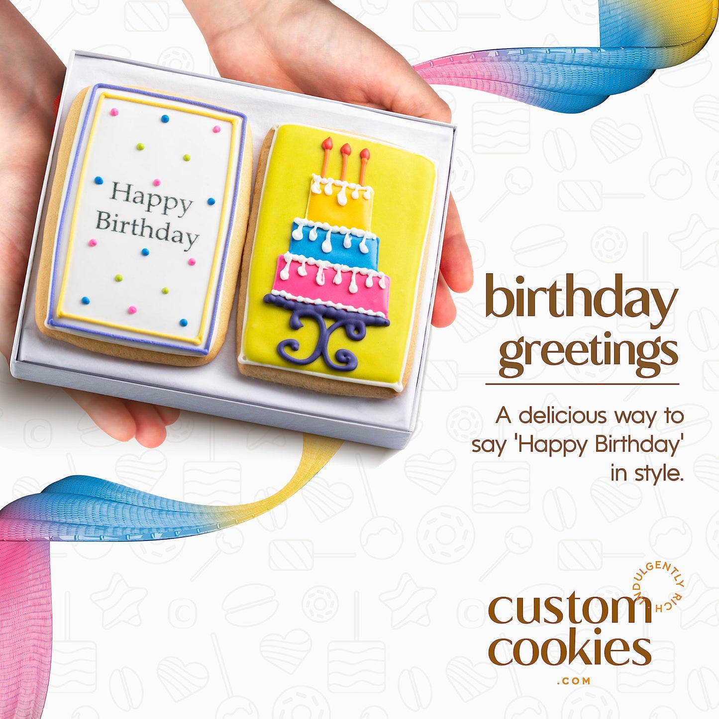 BIRTHDAY: Gourmet Happy Birthday Hand Decorated Vanilla Sugar Cookies