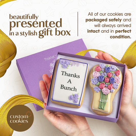 THANK YOU: Gourmet Floral Hand Crafted Vanilla Sugar Cookies