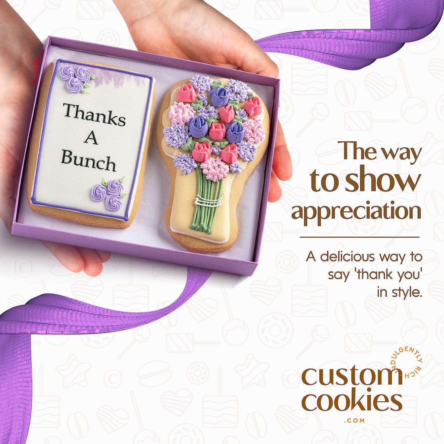 THANK YOU: Gourmet Floral Hand Crafted Vanilla Sugar Cookies