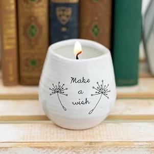 Pavilion - Make a Wish White Ceramic Soy Serenity Scented Candle, 8 oz