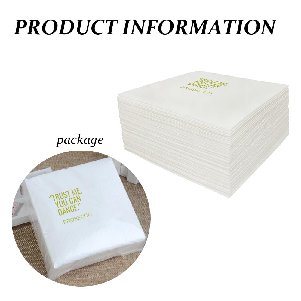 NEW YEARS: Trust Me You Can Dance Prosecco Paper Disposable Party Napkins (100 Pieces)