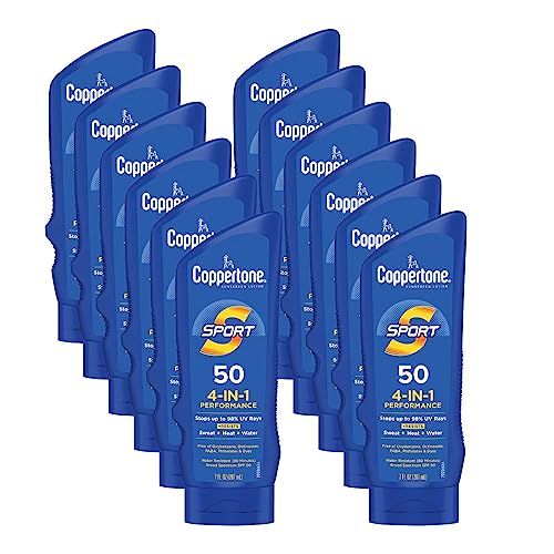 Coppertone SPORT Sunscreen SPF 50 Lotion, 7 Fl Oz (Pack of 12)