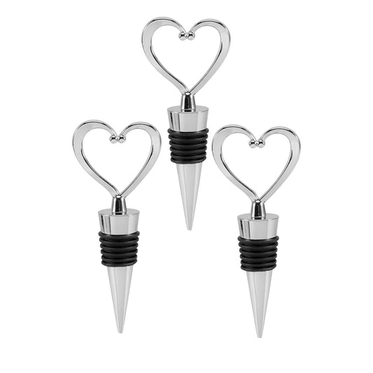 VALENTINE'S DAY:  Heart Shape Heart Wine Bottle Stoppers for Guests (3 Pieces)