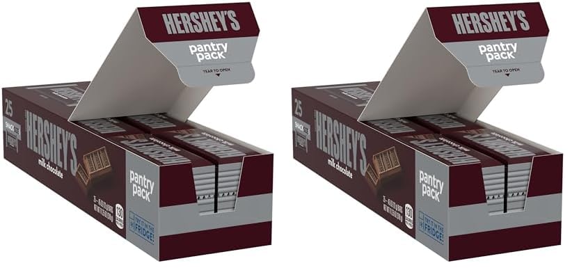 HERSHEY'S Milk Chocolate Snack Size, Candy Bars, 0.45 oz (25 Pieces) (Pack of 2)