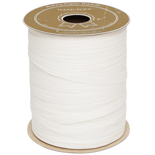 HAMUIERS White Raffia Ribbon, 1/4'' Wide, 100 Yards