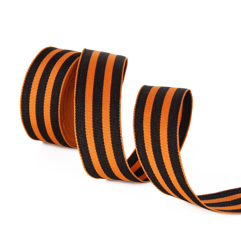 David Accessories Orange Black Stripes Grosgrain Ribbon, 1" Wide, 5 Yards