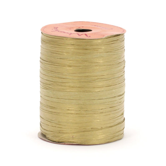 Berwick Offray Matte Gold Raffia Ribbon, 1/4'' Wide, 100 Yards, 7MM