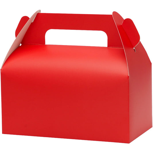 UnicoPak 30 Pack Red Gable Treat Boxes Party Favor Goodie Bag Boxes for Candy Treats Snacks Cookie Toys for Birthday Party Halloween Christmas, 6.5x3.5x4 Inches