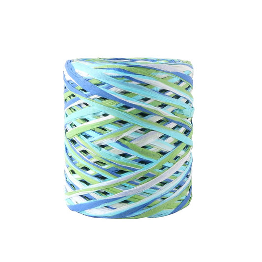 200m Blue Green Colored Raffia Paper Ribbon