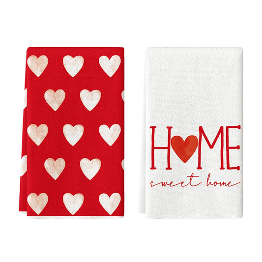 VALENTINE'S DAY: Artoid Mode Home Sweet Home Valentine's Day Kitchen Towels (Set of 2)