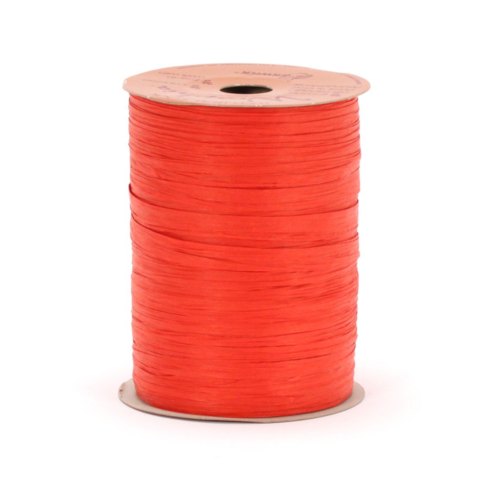 Berwick Offray Matte Imperial Red Raffia Ribbon, 1/4'' Wide, 100 Yards, 7MM