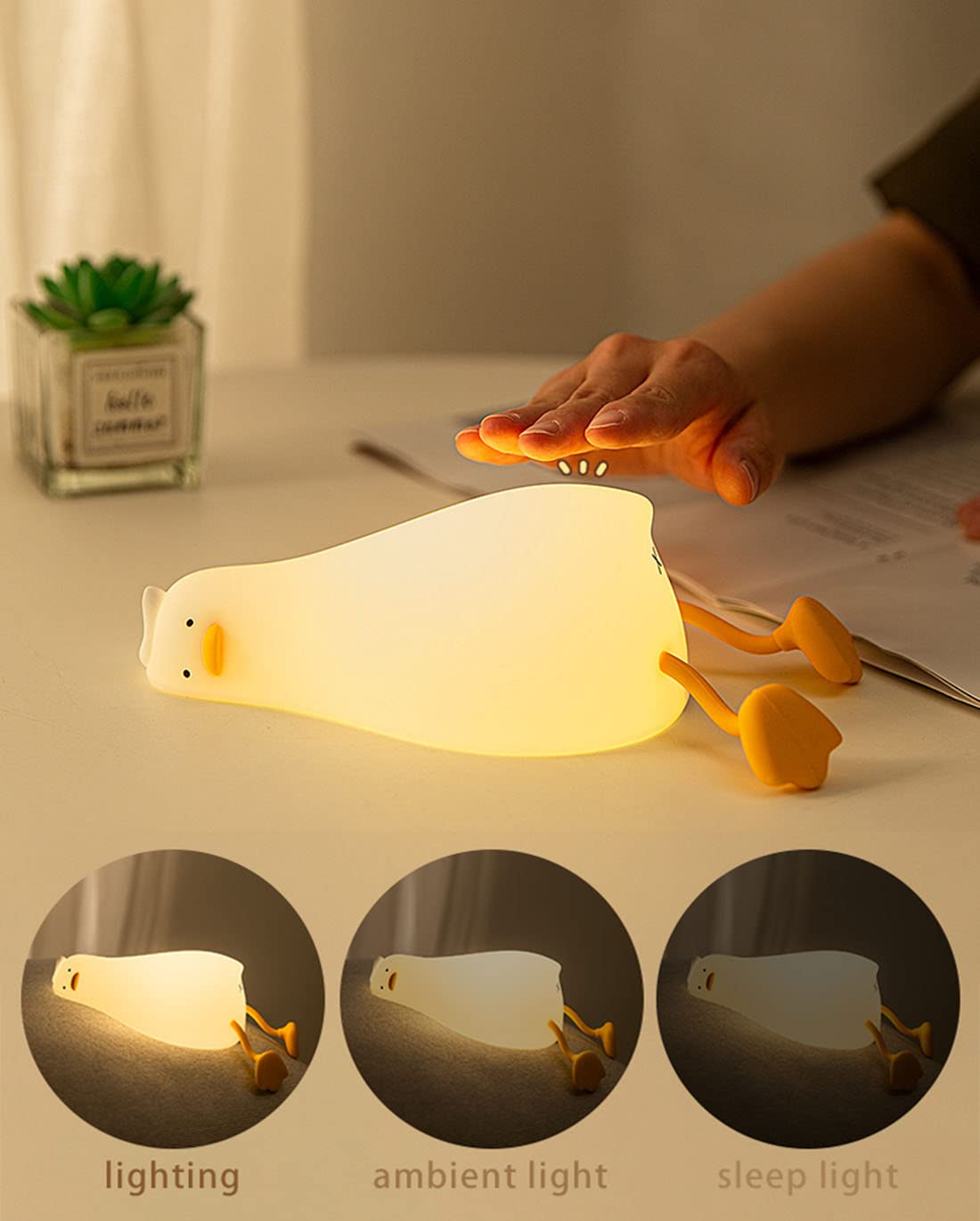 NEW BABY: Lying Flat Duck, 3 Level Dimmable Nursery Nightlight